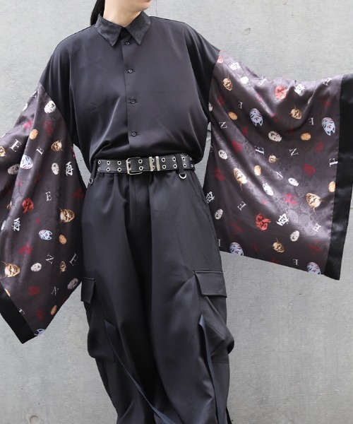 REZEN（リゼン）の「和面プリント和袖シャツ（シャツ/ブラウス・メンズ・ブラック/ライトグレー/ローズ・LARGE/MEDIUM）」の21枚目の写真