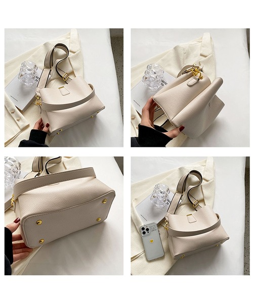 florist(フローリスト)の「2WAY シュリンクレザーライククラシカルショルダーバッグ/ハンドバッグ / 500mlペットボトル収納可(ショルダーバッグ・レディース・ホワイト/ピンク/ベージュ/ブラック・FREE)」の10枚目の写真