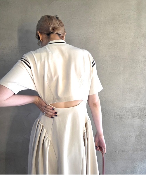 Ameri（アメリ）の「TRUCK JACKET LIKE FLARE DRESS（ワンピース