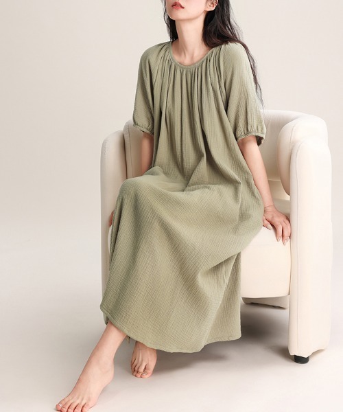 【美品】半額！Doux Avenir  パフスリーブワンピース A/C DESIGN BY ALPHACUBIC｜ダイヤ刺しゅうパフスリーブ