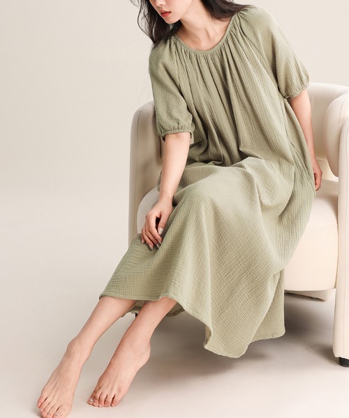 【美品】半額！Doux Avenir  パフスリーブワンピース ワンピース チャイナカラー パフスリーブワンピース : ZOZOTOWN