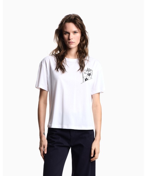 tシャツ 「エンポリオ アルマーニ」ASV We Love Dogs #28 Tシャツ オーガニックジャージー レディース エンポリオ アルマーニ】ASV We Love Dogs #28 Tシャツ