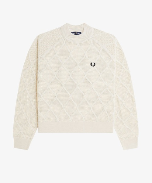 FRED PERRY(フレッドペリー)の「Argyle Mesh Knitted Jumper/アーガイルメッシュニット(ニット/セーター・レディース・オフホワイト・10)」の6枚目の写真