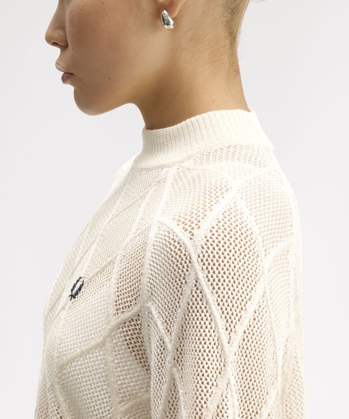 FRED PERRY(フレッドペリー)の「Argyle Mesh Knitted Jumper/アーガイルメッシュニット(ニット/セーター・レディース・オフホワイト・10)」の2枚目の写真