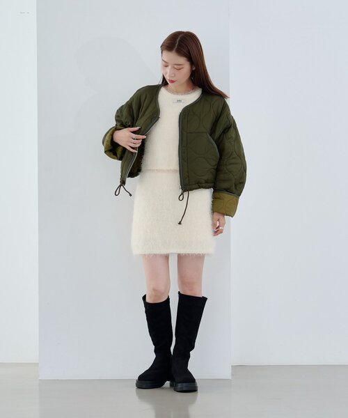 Kastane(カスタネ)の「【リバーシブル】キルティングショートジャケット(ブルゾン・レディース・アイボリー/ブラック/カーキ・S/FREE)」の16枚目の写真