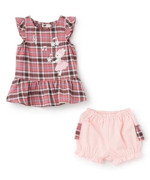 KP（ケーピー）の「mimiちゃんチェック＆ブルマ 上下セット（Tシャツ/カットソー・キッズ・ピンク/ブルー・80ｃｍ/90cm）」の10枚目の写真