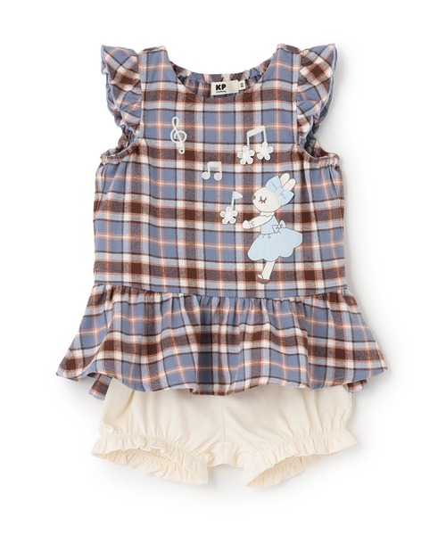 KP（ケーピー）の「mimiちゃんチェック＆ブルマ 上下セット（Tシャツ/カットソー・キッズ・ピンク/ブルー・80ｃｍ/90cm）」の5枚目の写真