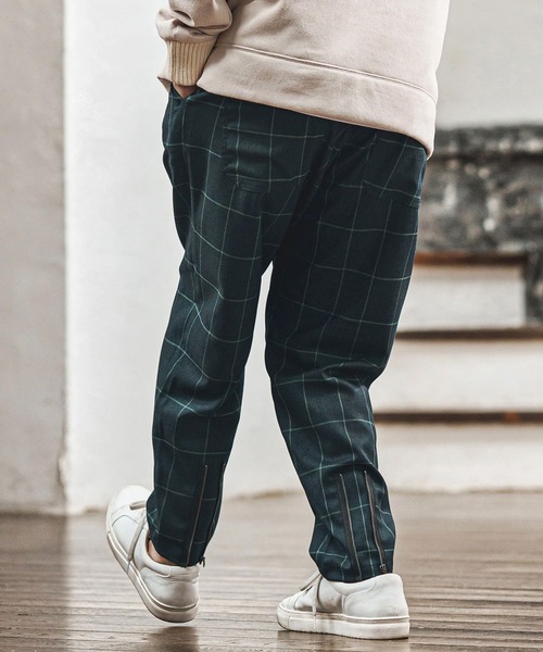 CAMBIO（カンビオ）の「mp14022- チェック柄TRストレッチ裾裏ZIPパンツ(BP-BEA0067)（その他パンツ・メンズ・ブラック/グレー/グリーン・S/M/L）」の6枚目の写真