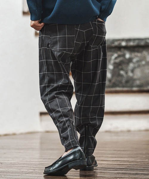 mp14022- チェック柄TRストレッチ裾裏ZIPパンツ(BP-BEA0067)（その他