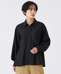 【接触冷感】【マシンウォッシャブル】スパンローンペプラムシャツ
