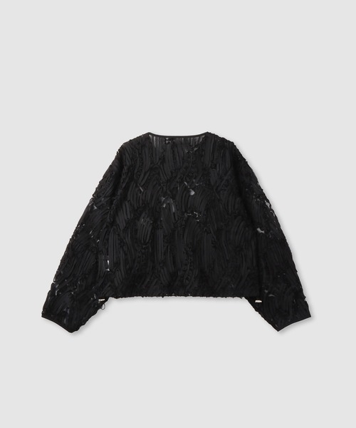 Mac-House(マックハウス)の「Idnes チュール刺繍ブルゾン(ブルゾン・レディース・ブラック/キナリ・M)」の8枚目の写真