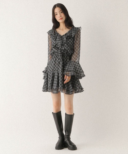 Heather(ヘザー)の「ラッフルティアードミニワンピース 590755(ワンピース・レディース・ホワイト系その他/グレー系その他/ブラウン・FREE)」の13枚目の写真