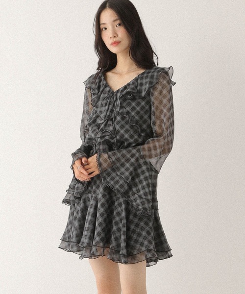 Heather(ヘザー)の「ラッフルティアードミニワンピース 590755(ワンピース・レディース・ホワイト系その他/グレー系その他/ブラウン・FREE)」の15枚目の写真