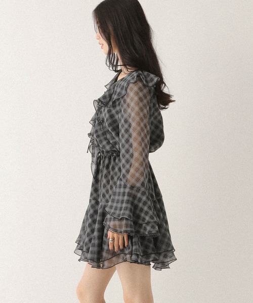 Heather(ヘザー)の「ラッフルティアードミニワンピース 590755(ワンピース・レディース・ホワイト系その他/グレー系その他/ブラウン・FREE)」の16枚目の写真