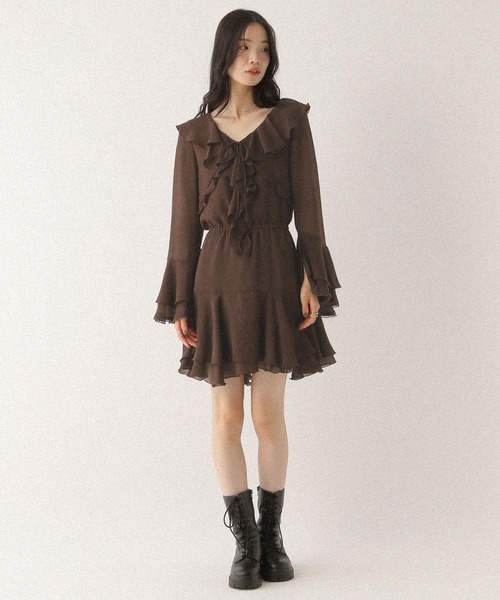 Heather(ヘザー)の「ラッフルティアードミニワンピース 590755(ワンピース・レディース・ホワイト系その他/グレー系その他/ブラウン・FREE)」の21枚目の写真