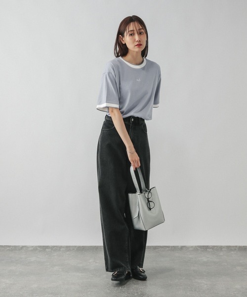 GLOBAL WORK(グローバルワーク)の「配色リブT半袖/587723(Tシャツ/カットソー・レディース・アイボリー/ブルー系その他2/グレイッシュベージュ・LARGE/MEDIUM)」の19枚目の写真