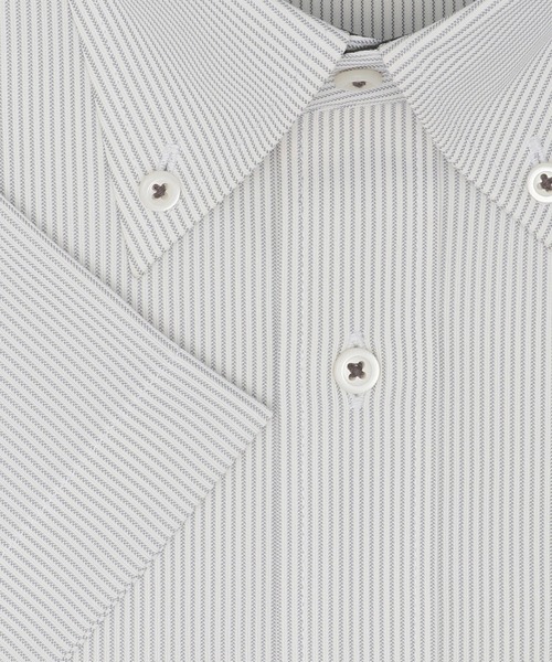 TOKYO SHIRTS(トウキョウシャツ)の「形態安定ノンアイロン ボタンダウン 半袖ストレッチビジネスワイシャツ(ビジネスシャツ・メンズ・グレー・首回り43cm/首回り42cm/首回り41cm/首回り39cm/首回り37cm)」の3枚目の写真