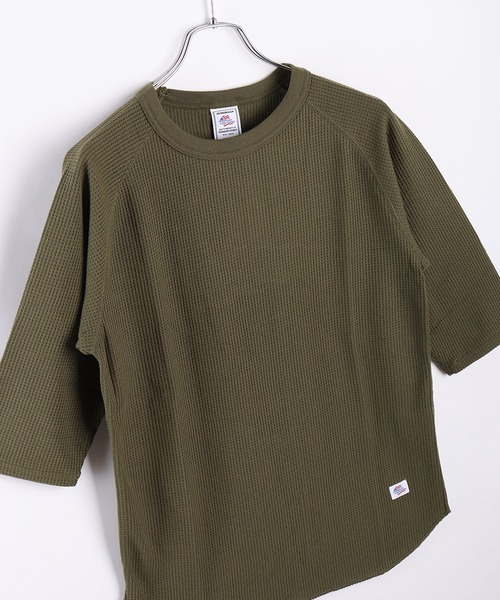 JEMORGAN(ジェーイーモーガン)の「JEMORGAN / ジェーイーモーガン ワッフル生地 7分袖ラグランT(Tシャツ/カットソー・メンズ・カーキ/サックスブルー/ブラック/杢グレー/ナチュラル/ネイビー/ホワイト・L/XL/M)」の5枚目の写真