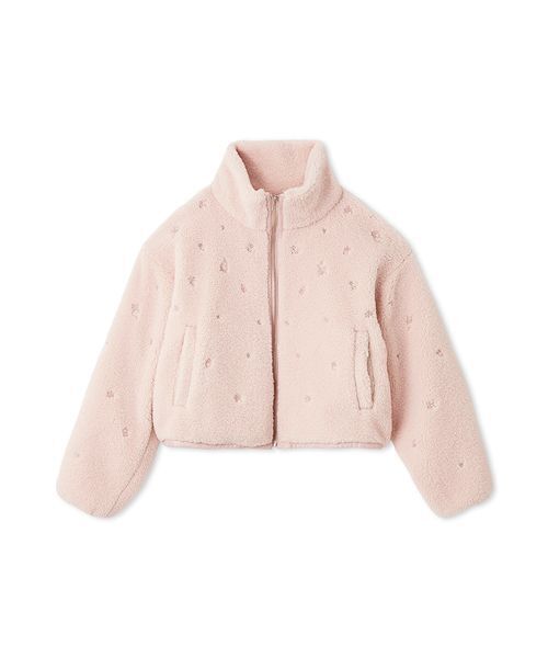 FURFUR（ファーファー）の「フラワービーズ刺繍ボアブルゾン（ブルゾン・レディース・チャコールグレー/ホワイト/ピンク・F）」の3枚目の写真