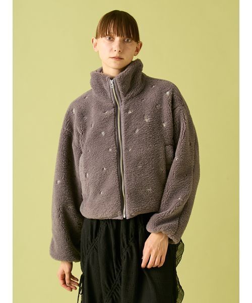 フラワービーズ刺繍ボアブルゾン（ブルゾン）｜FURFUR（ファーファー