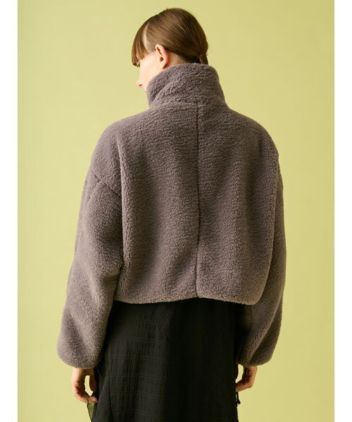 FURFUR（ファーファー）の「フラワービーズ刺繍ボアブルゾン（ブルゾン・レディース・チャコールグレー/ホワイト/ピンク・F）」の5枚目の写真