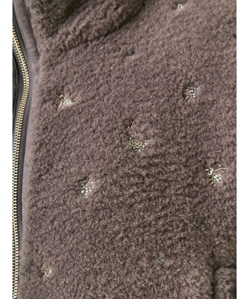 FURFUR（ファーファー）の「フラワービーズ刺繍ボアブルゾン（ブルゾン・レディース・チャコールグレー/ホワイト/ピンク・F）」の9枚目の写真