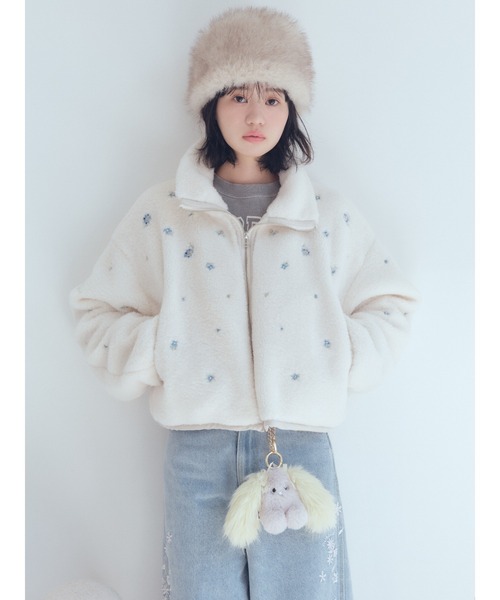 フラワービーズ刺繍ボアブルゾン（ブルゾン）｜FURFUR（ファーファー