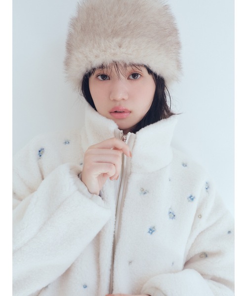 フラワービーズ刺繍ボアブルゾン（ブルゾン）｜FURFUR（ファーファー