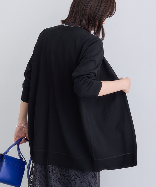INDIVI（インディヴィ）の「【洗える】着流しロングカーディガン（カーディガン/ボレロ・レディース・ライトグレー/ブラック・05/19/13/15 /34/38）」の5枚目の写真