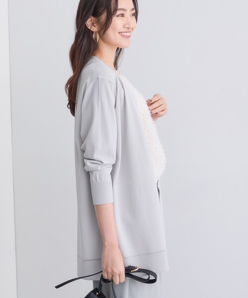 INDIVI（インディヴィ）の「【洗える】着流しロングカーディガン（カーディガン/ボレロ・レディース・ライトグレー/ブラック・05/19/13/15 /34/38）」の8枚目の写真