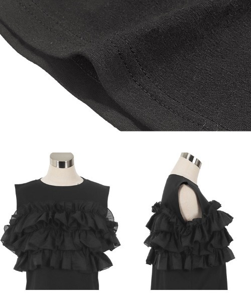 KOBE LETTUCE（コウベレタス）の「マルチウェイフリルビスチェドッキングTシャツ（Tシャツ/カットソー・レディース・オフホワイト/ブラック・M）」の5枚目の写真