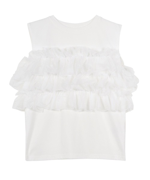 KOBE LETTUCE（コウベレタス）の「マルチウェイフリルビスチェドッキングTシャツ（Tシャツ/カットソー・レディース・オフホワイト/ブラック・M）」の4枚目の写真