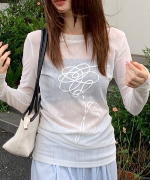 Vipoa(ヴィポア)の「Cord embroidery retro sheer tops(Tシャツ/カットソー・レディース・ホワイト・FREE)」の11枚目の写真