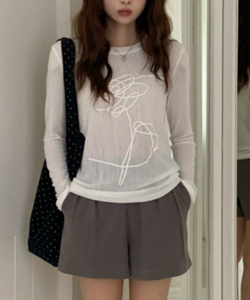 Vipoa(ヴィポア)の「Cord embroidery retro sheer tops(Tシャツ/カットソー・レディース・ホワイト・FREE)」の4枚目の写真