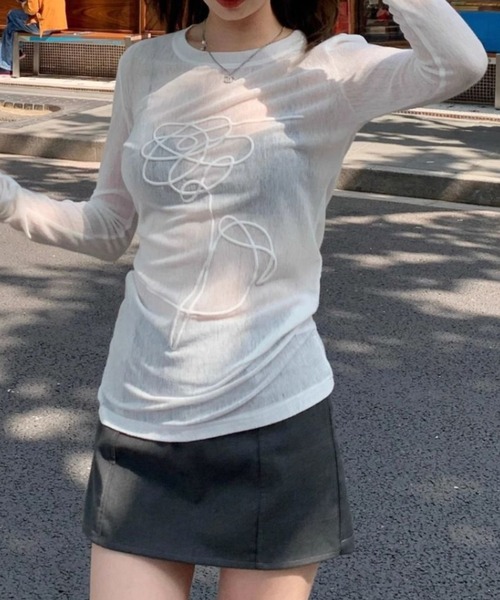 Vipoa(ヴィポア)の「Cord embroidery retro sheer tops(Tシャツ/カットソー・レディース・ホワイト・FREE)」の10枚目の写真