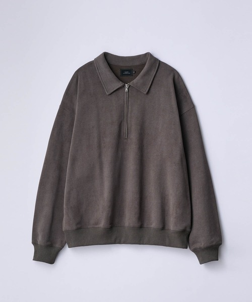 SLICK(スリック)の「【SLICK/スリック】Used Print Fleece Half Zip Polo/ユーズドプリントハーフジップポロ(ポロシャツ・メンズ・ブラック/ブラウン・3/2/1)」の2枚目の写真