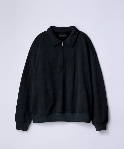 SLICK(スリック)の「【SLICK/スリック】Used Print Fleece Half Zip Polo/ユーズドプリントハーフジップポロ(ポロシャツ・メンズ・ブラック/ブラウン・3/2/1)」の3枚目の写真