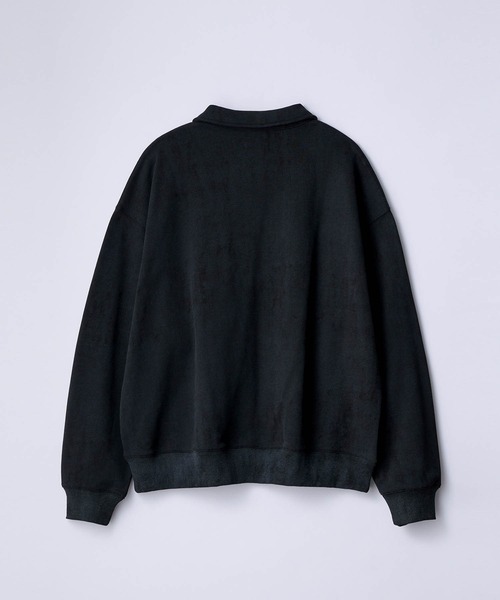 SLICK(スリック)の「【SLICK/スリック】Used Print Fleece Half Zip Polo/ユーズドプリントハーフジップポロ(ポロシャツ・メンズ・ブラック/ブラウン・3/2/1)」の4枚目の写真