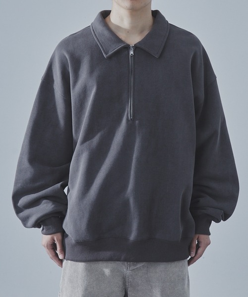 SLICK(スリック)の「【SLICK/スリック】Used Print Fleece Half Zip Polo/ユーズドプリントハーフジップポロ(ポロシャツ・メンズ・ブラック/ブラウン・3/2/1)」の7枚目の写真