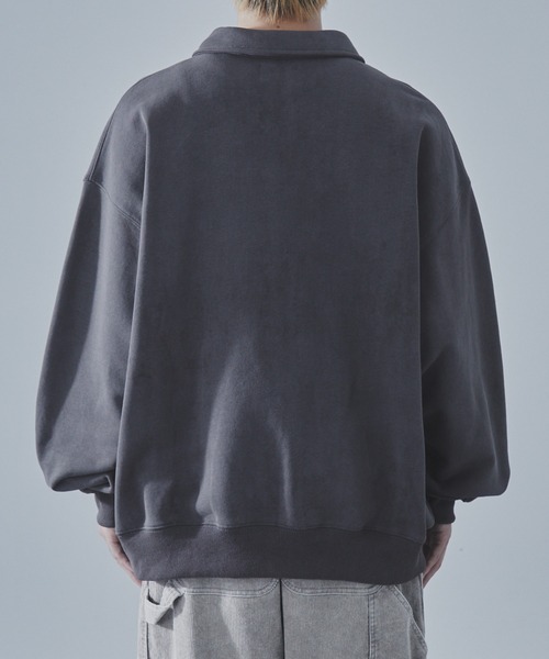 SLICK(スリック)の「【SLICK/スリック】Used Print Fleece Half Zip Polo/ユーズドプリントハーフジップポロ(ポロシャツ・メンズ・ブラック/ブラウン・3/2/1)」の8枚目の写真