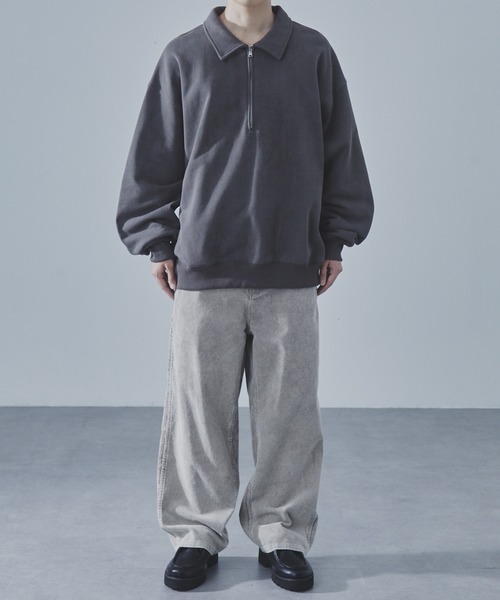 SLICK(スリック)の「【SLICK/スリック】Used Print Fleece Half Zip Polo/ユーズドプリントハーフジップポロ(ポロシャツ・メンズ・ブラック/ブラウン・3/2/1)」の9枚目の写真