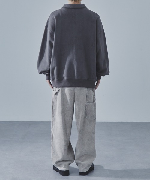 SLICK(スリック)の「【SLICK/スリック】Used Print Fleece Half Zip Polo/ユーズドプリントハーフジップポロ(ポロシャツ・メンズ・ブラック/ブラウン・3/2/1)」の10枚目の写真