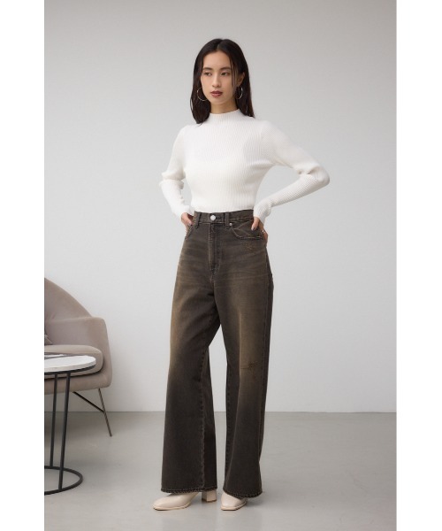 AZUL by moussy(アズールバイマウジー)の「VENUSハイネックリブニット(ニット/セーター・レディース・レッド/ライトグレー/アイボリー/ブラック・SMALL/MEDIUM)」の7枚目の写真