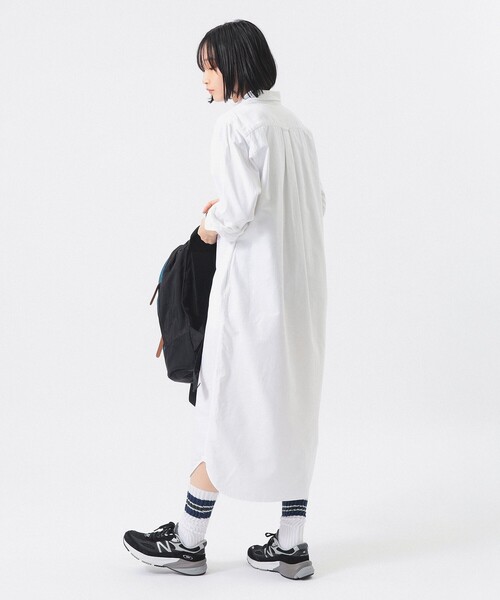 BEAMS BOY(ビームスボーイ)の「オックスフォード BD ワンピース ロングスリーブ(ワンピース・レディース・ホワイト/サックスブルー・ONE SIZE)」の1枚目の写真