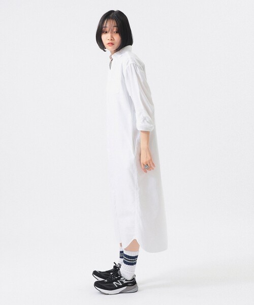 BEAMS BOY(ビームスボーイ)の「オックスフォード BD ワンピース ロングスリーブ(ワンピース・レディース・ホワイト/サックスブルー・ONE SIZE)」の13枚目の写真