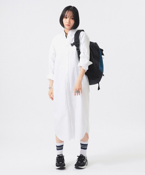 BEAMS BOY(ビームスボーイ)の「オックスフォード BD ワンピース ロングスリーブ(ワンピース・レディース・ホワイト/サックスブルー・ONE SIZE)」の14枚目の写真