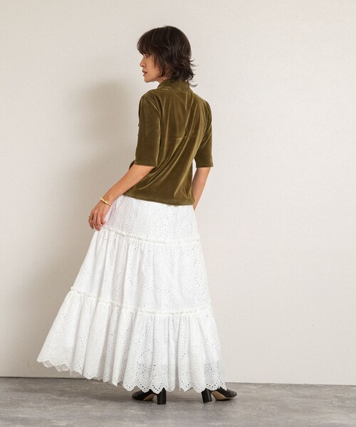 NOLLEY’S（ノーリーズ）の「【MAQWEL/マクウェル】《セットアップ対応》ウォッシャブルエンブロイダリーレーススカート（スカート・レディース・オフホワイト/ブラック・FREE）」の14枚目の写真