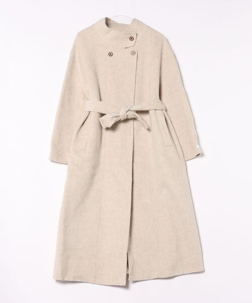 BANICO】スタンドカラー ベルト付きウールロングコート（その他