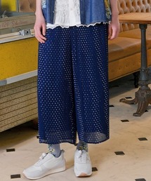 SUPER HAKKA | エステルシフォンドットプリントクリスタルプリーツワイドパンツ（裏地付き）(その他パンツ)