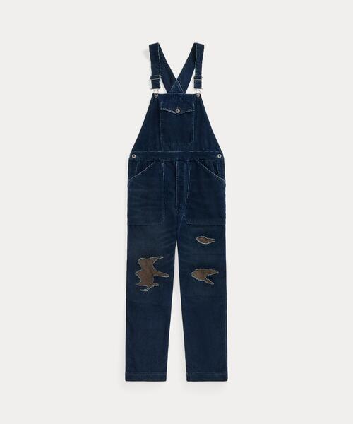 RRL ダブルアールエル　L インディゴ　オーバーオール ワークスタイル厚手 RRL ダブルアールエル インディゴ デニム エル）の「（限定コレクション）Ironton エル）の「（限定コレクション）リペアド